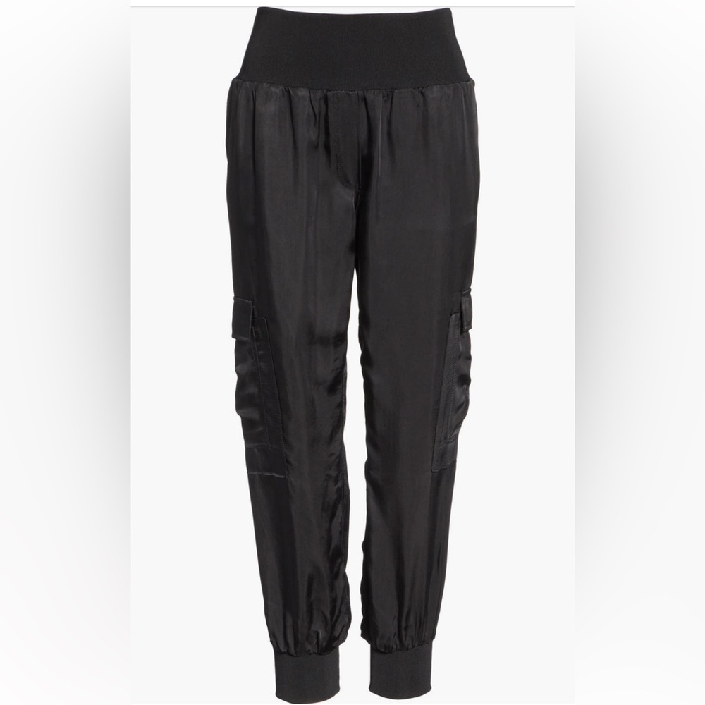 Cinq a Sept Giles Cupro Black Track Joggers- NEW